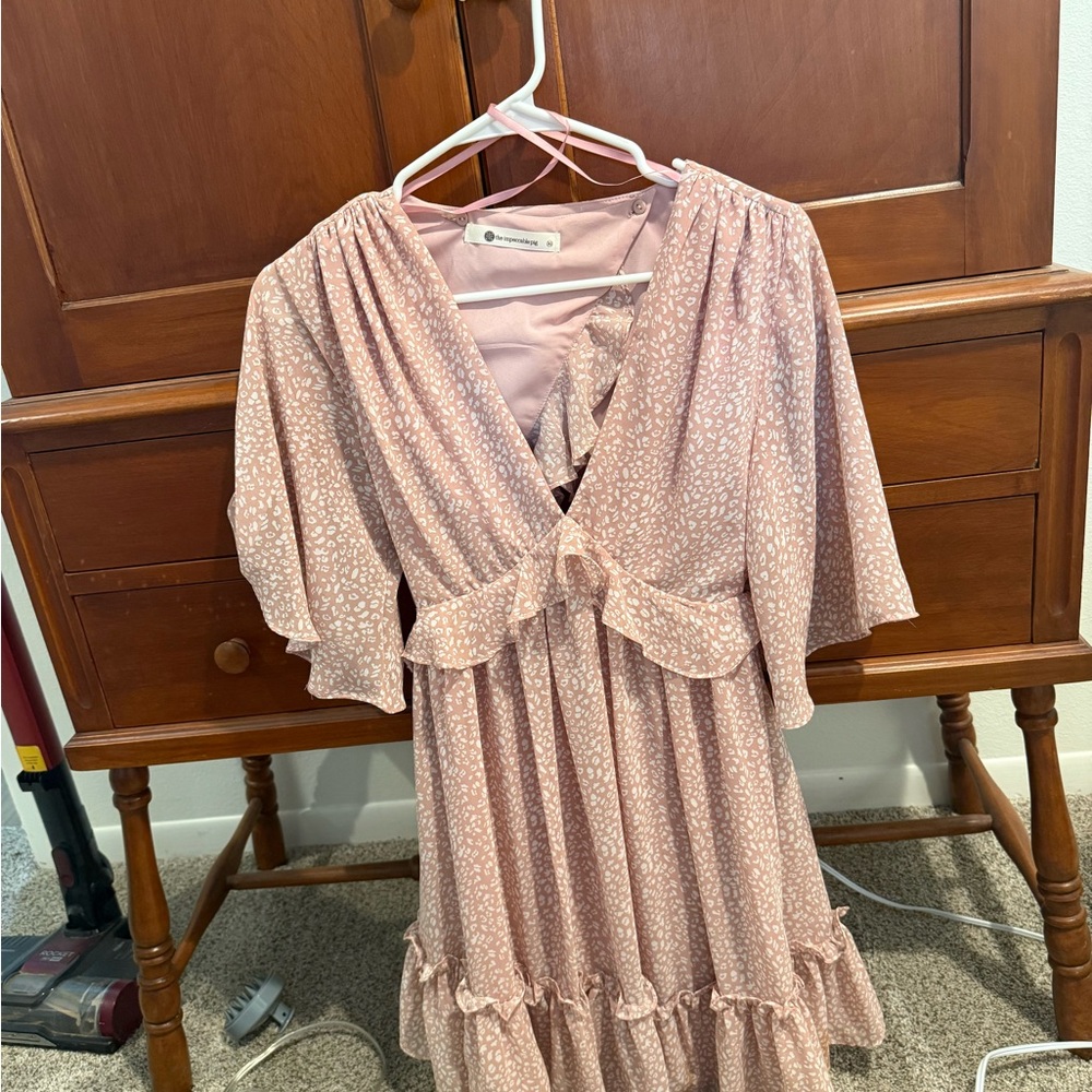 The Impeccable Pig Blush and White Patterned Dress